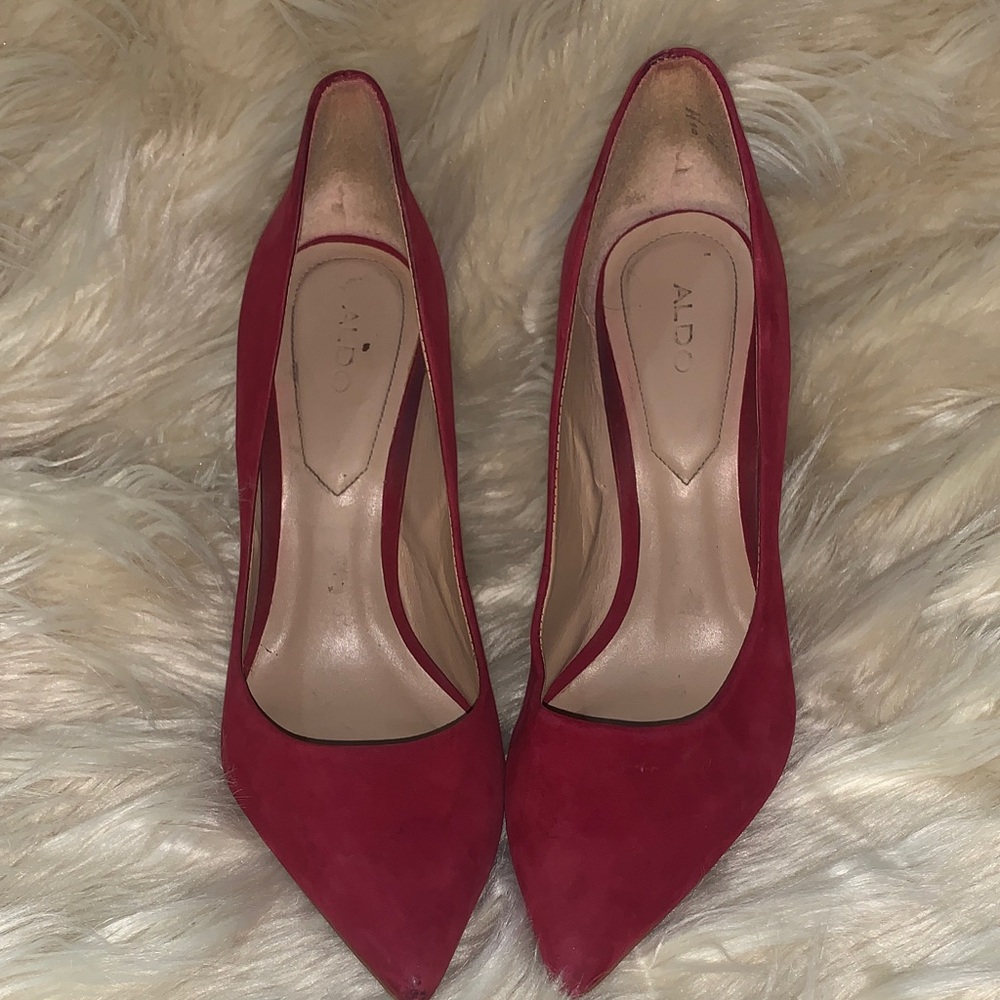 ALDO Red Suede Pointed Toe Pumps
